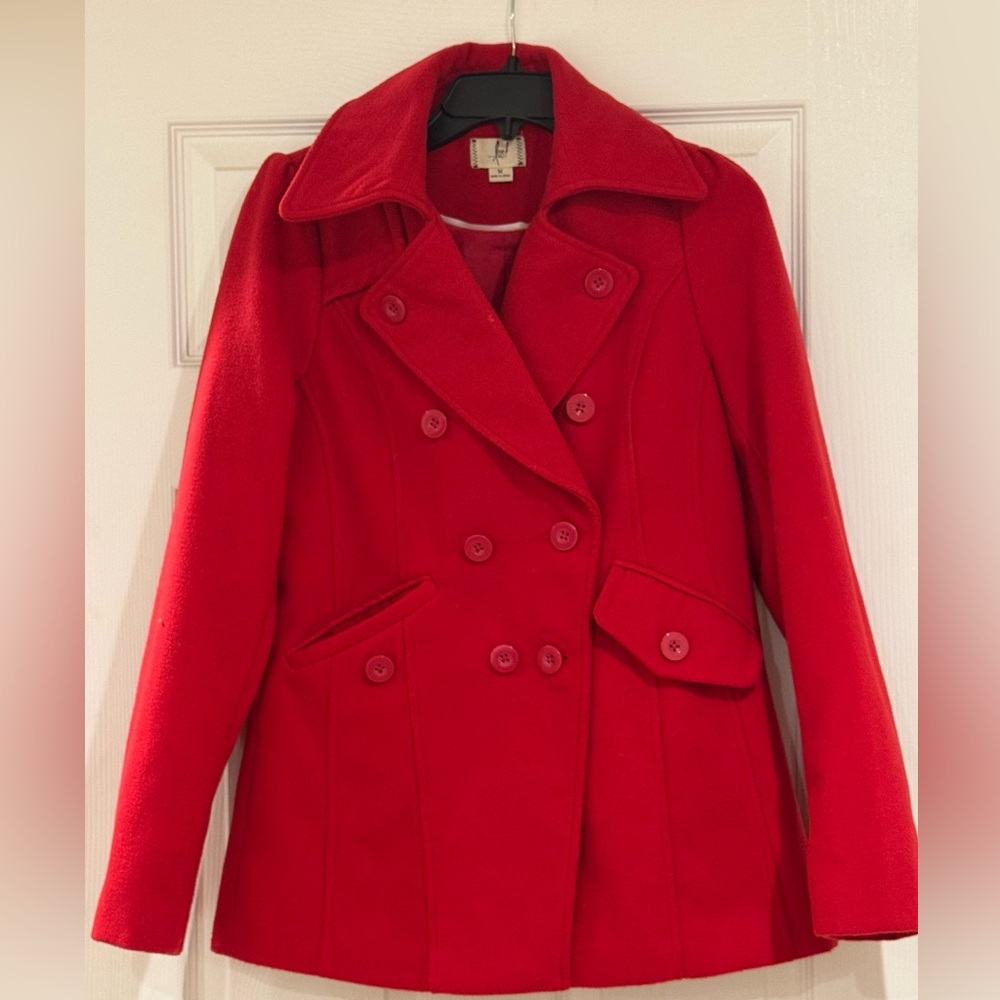 Lost Women's Classic Red Pea Coat